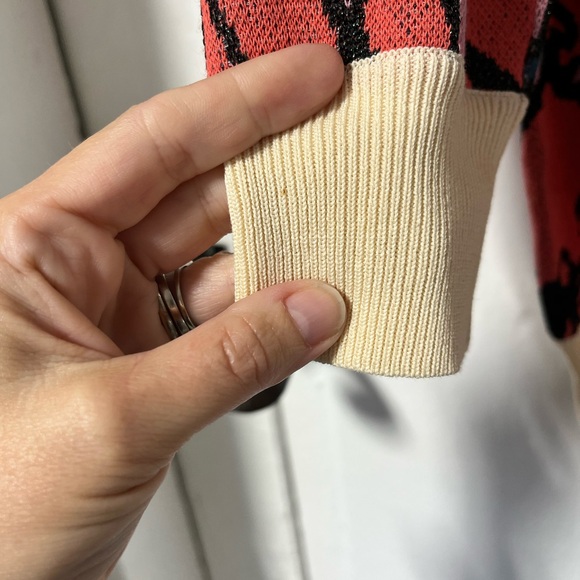 J Crew Floral 3/4  sweater with metallic thread and partially button down - Picture 7 of 7